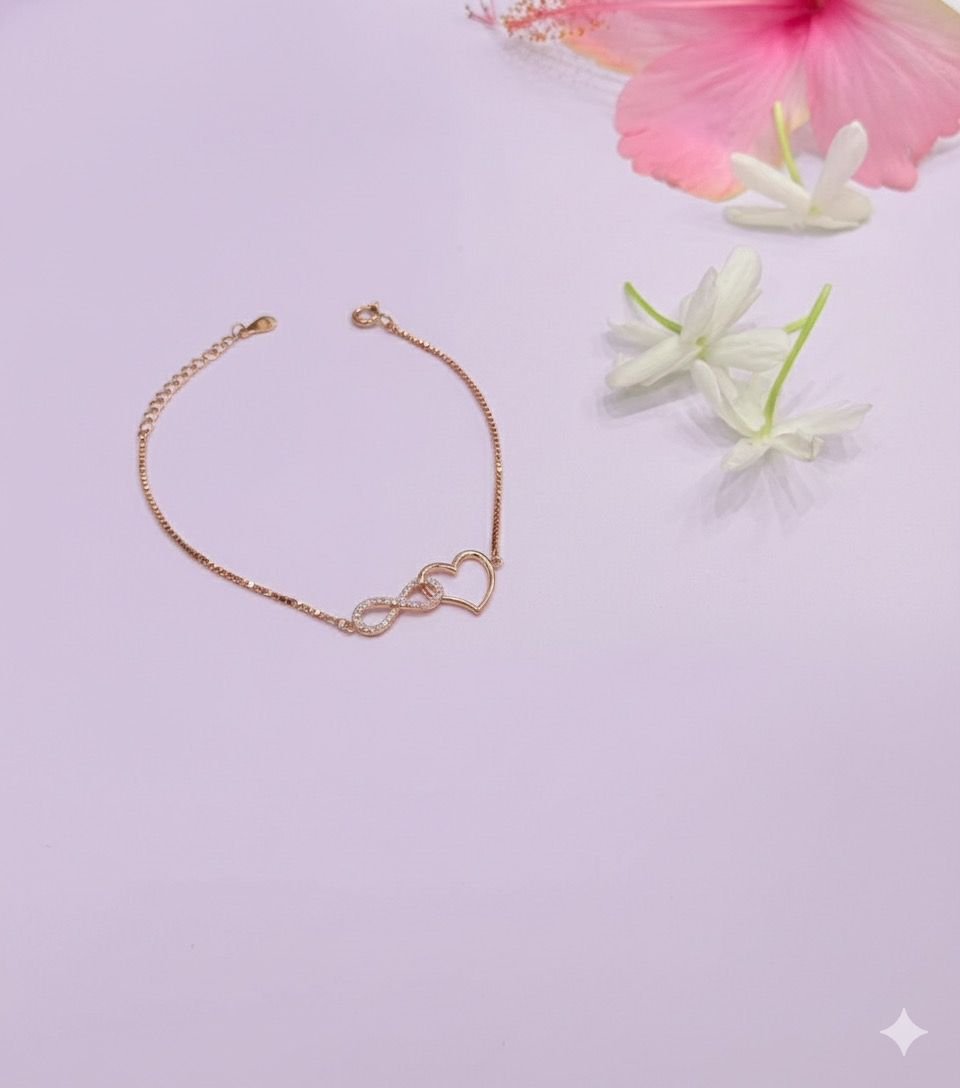 Timeless bond bracelet- Heart & Infinity in Rose Gold